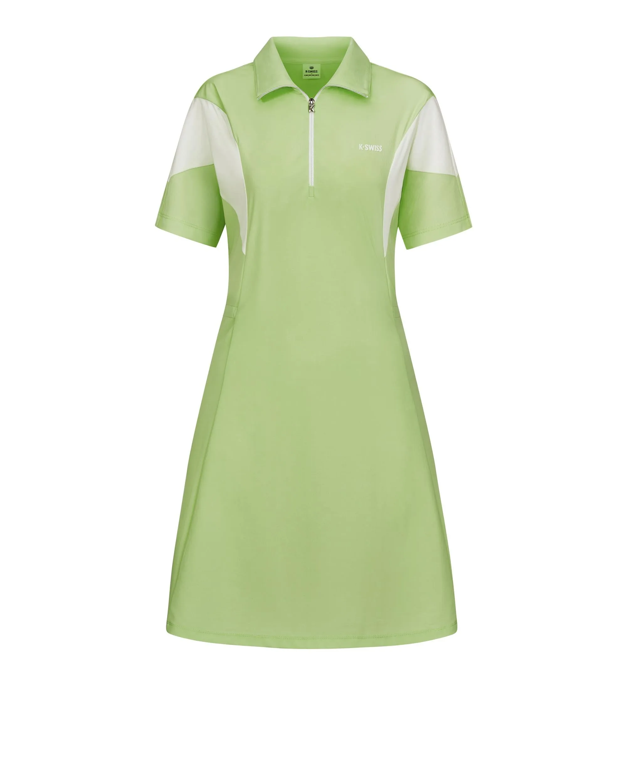 1910773-334 | WOMEN'S LOGO HALF-ZIP COLOR BLOCKS POLO DRESS | GREEN/MULTI