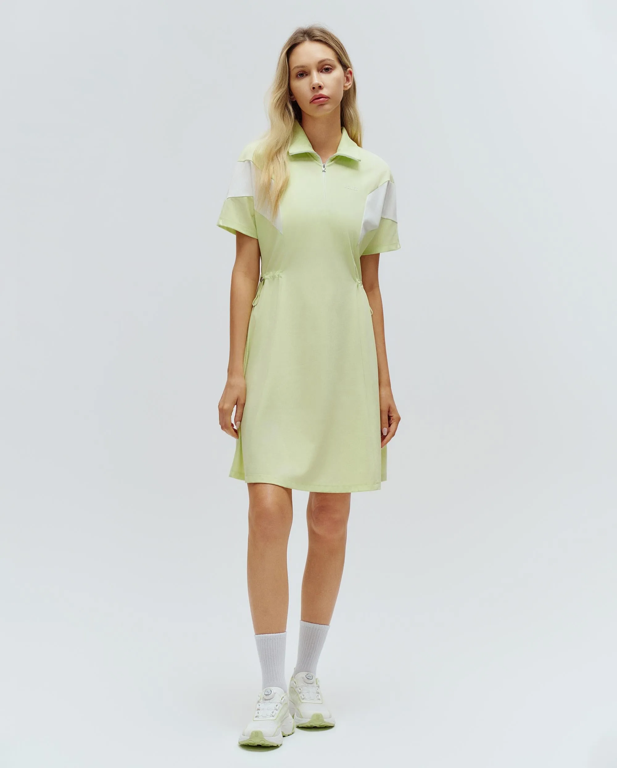 1910773-334 | WOMEN'S LOGO HALF-ZIP COLOR BLOCKS POLO DRESS | GREEN/MULTI
