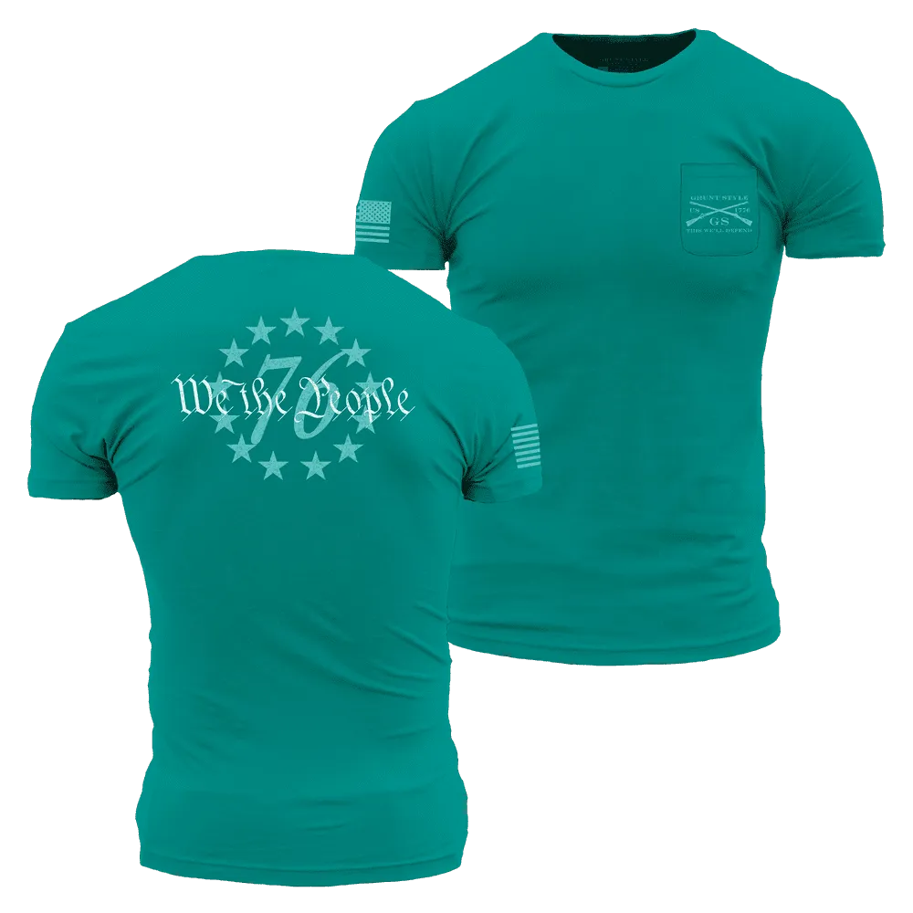 76 We The People Pocket Tee - Heather Aqua