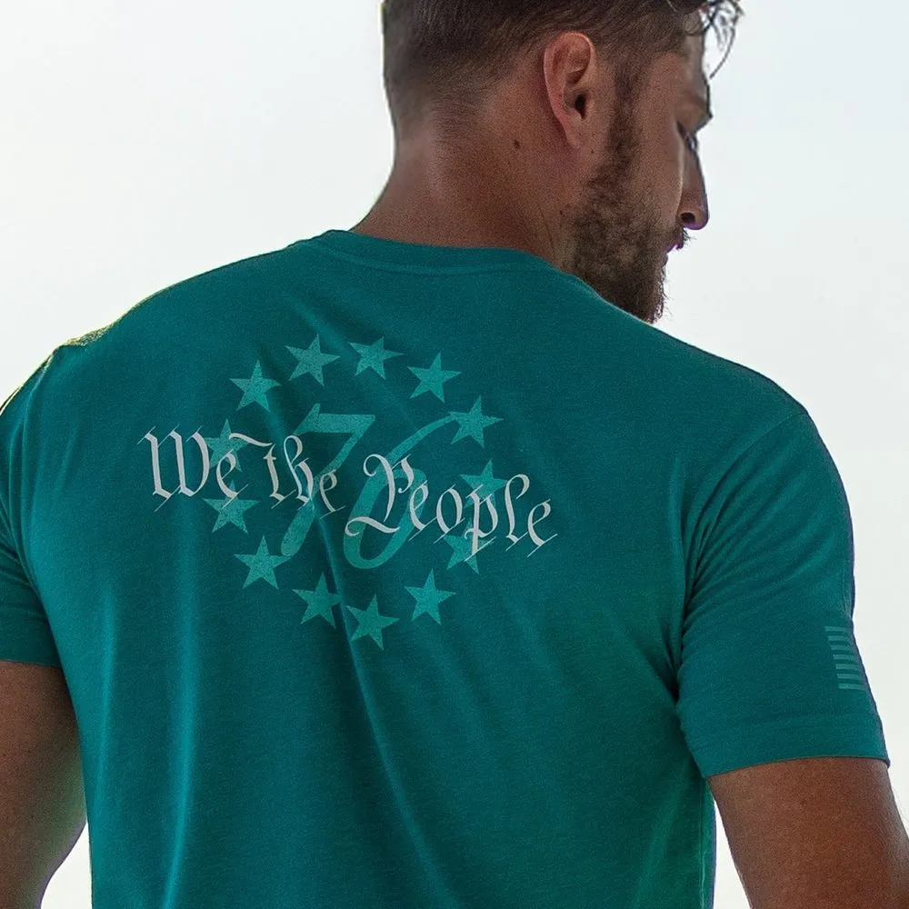76 We The People Pocket Tee - Heather Aqua