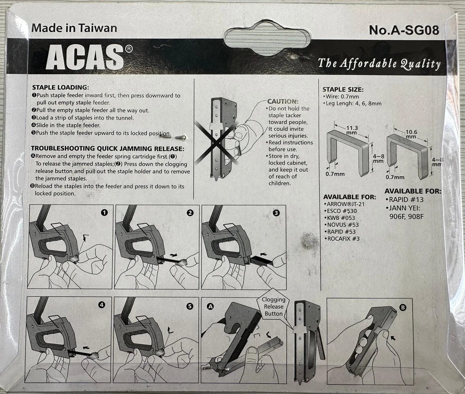 Acas Hand Staple Gun A-SG08 (4mm-8mm)