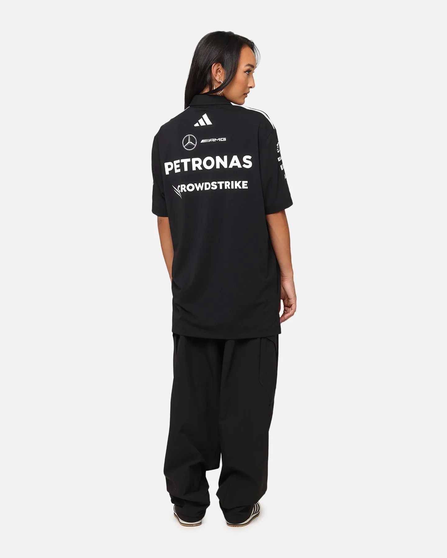 adidas x Mercedes-AMG PETRONAS Formula One F1 2025 Team Polo Shirt Black/White