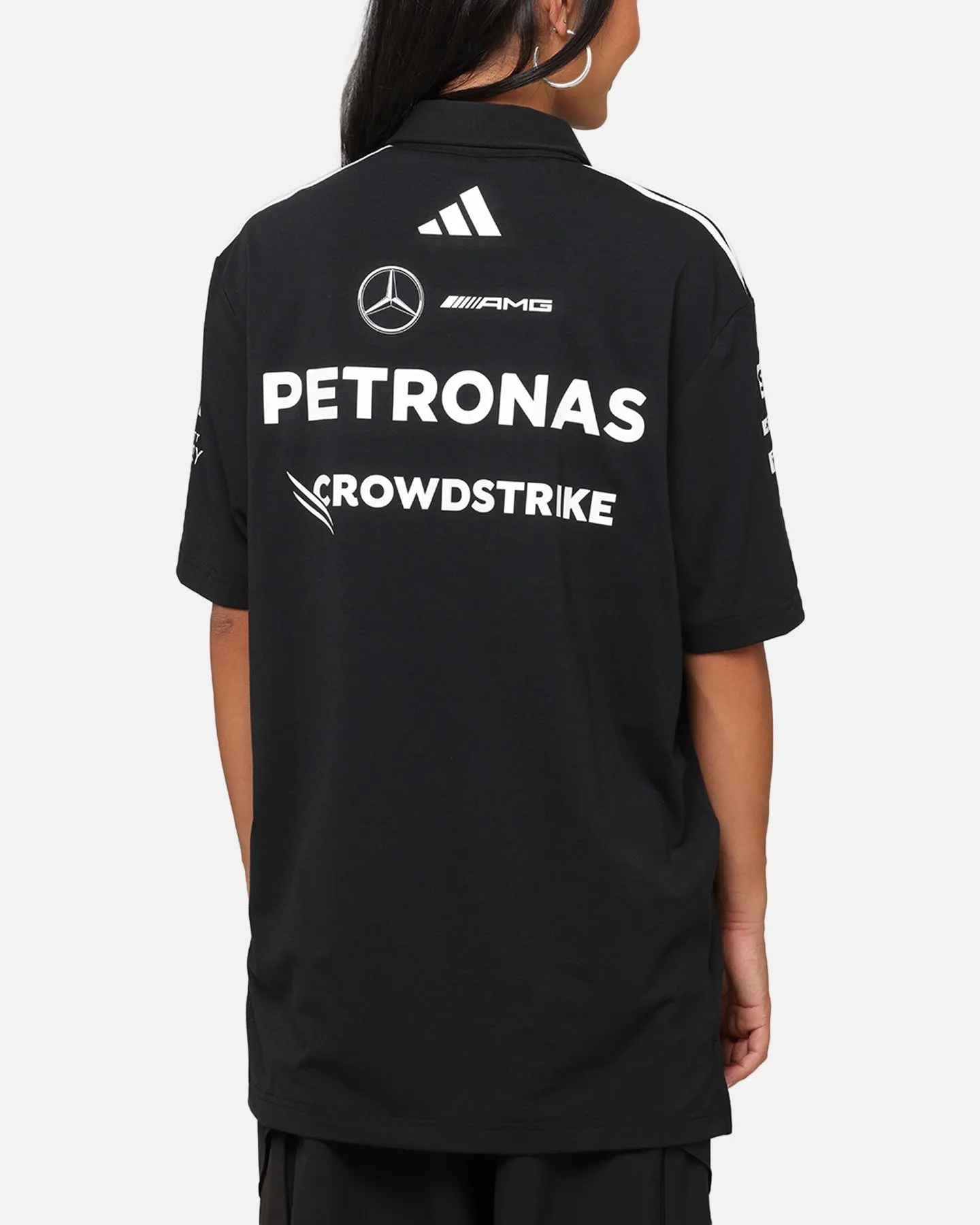 adidas x Mercedes-AMG PETRONAS Formula One F1 2025 Team Polo Shirt Black/White