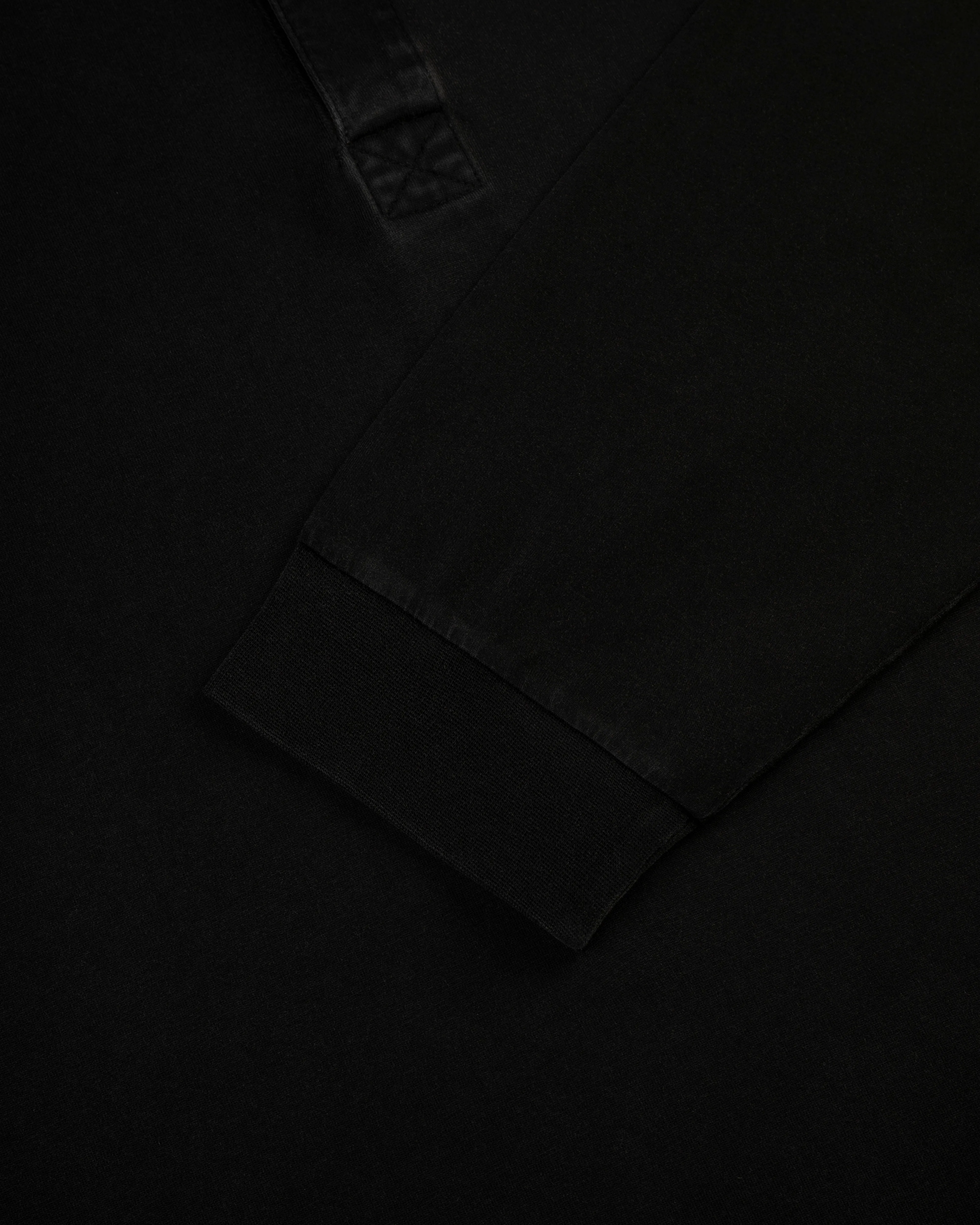 BLACK SOLID LONG SLEEVE POLO SHIRT