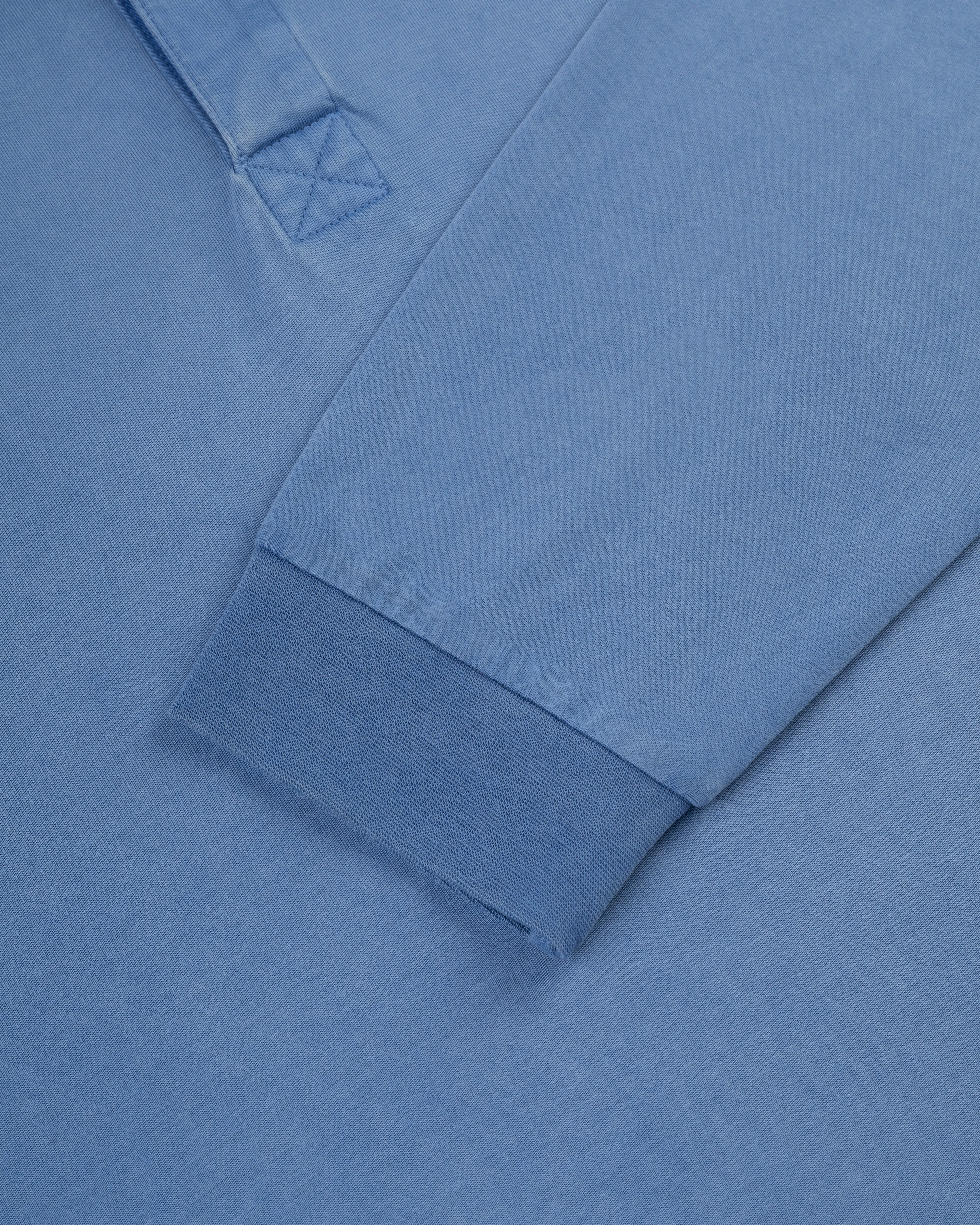 BLUE SOLID LONG SLEEVE POLO SHIRT
