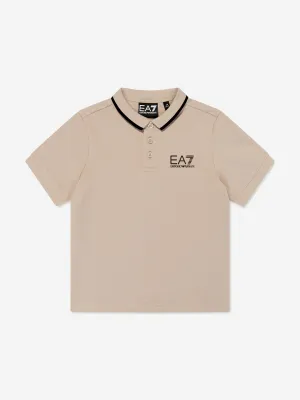 Boys Logo Polo Shirt in Beige