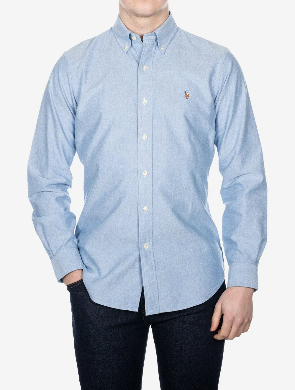 Buttondown Custom Fit Plain Oxford Shirt Blue
