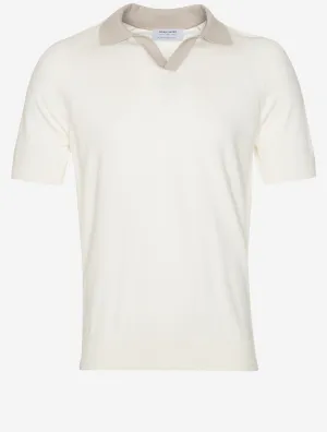 Contrast Organic Cotton Open Polo White