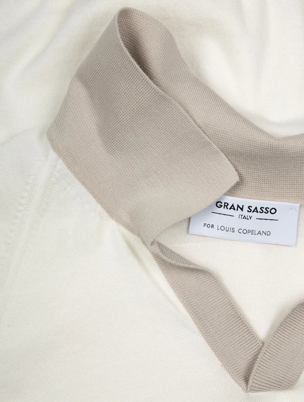 Contrast Organic Cotton Open Polo White