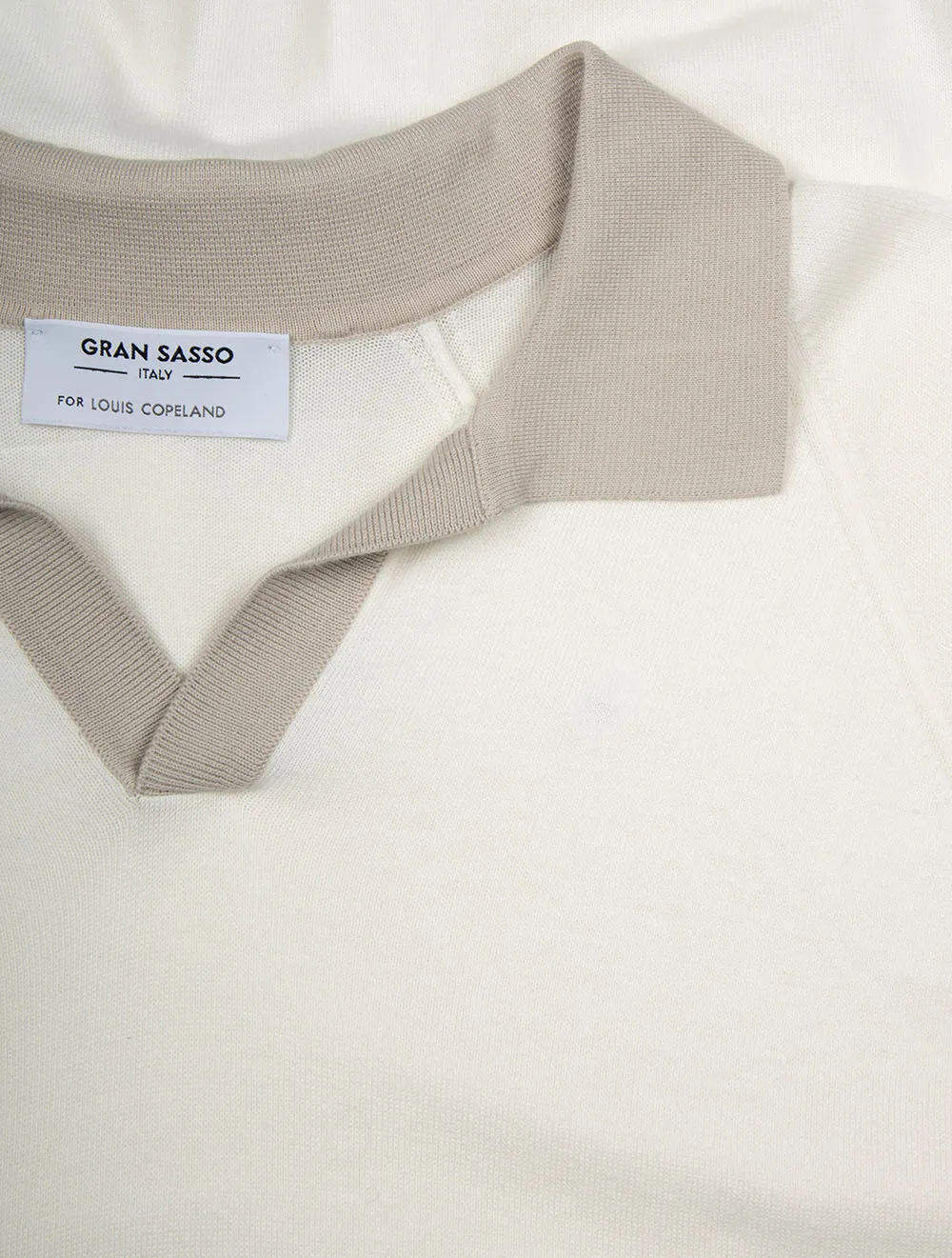 Contrast Organic Cotton Open Polo White