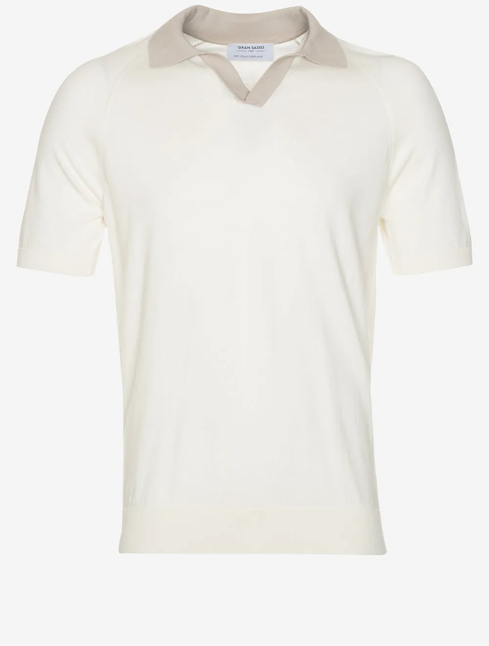 Contrast Organic Cotton Open Polo White