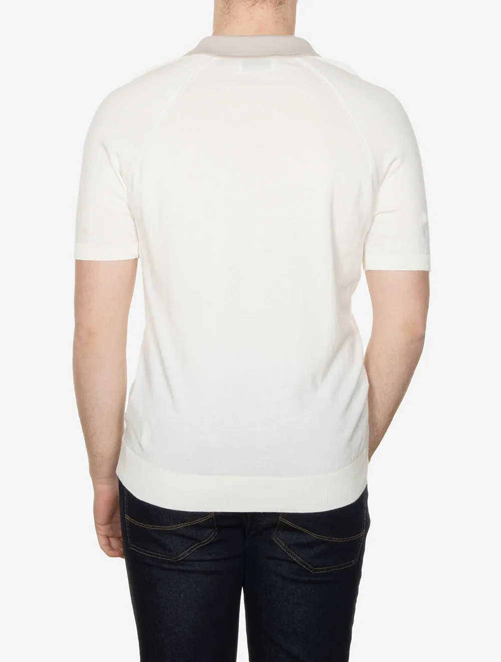 Contrast Organic Cotton Open Polo White