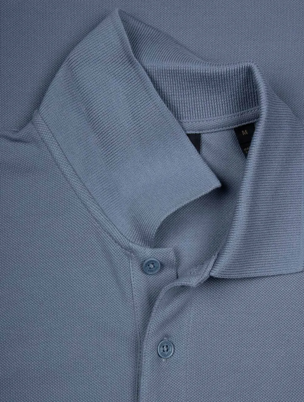 Cotton Short-Sleeved Polo Blue Flint