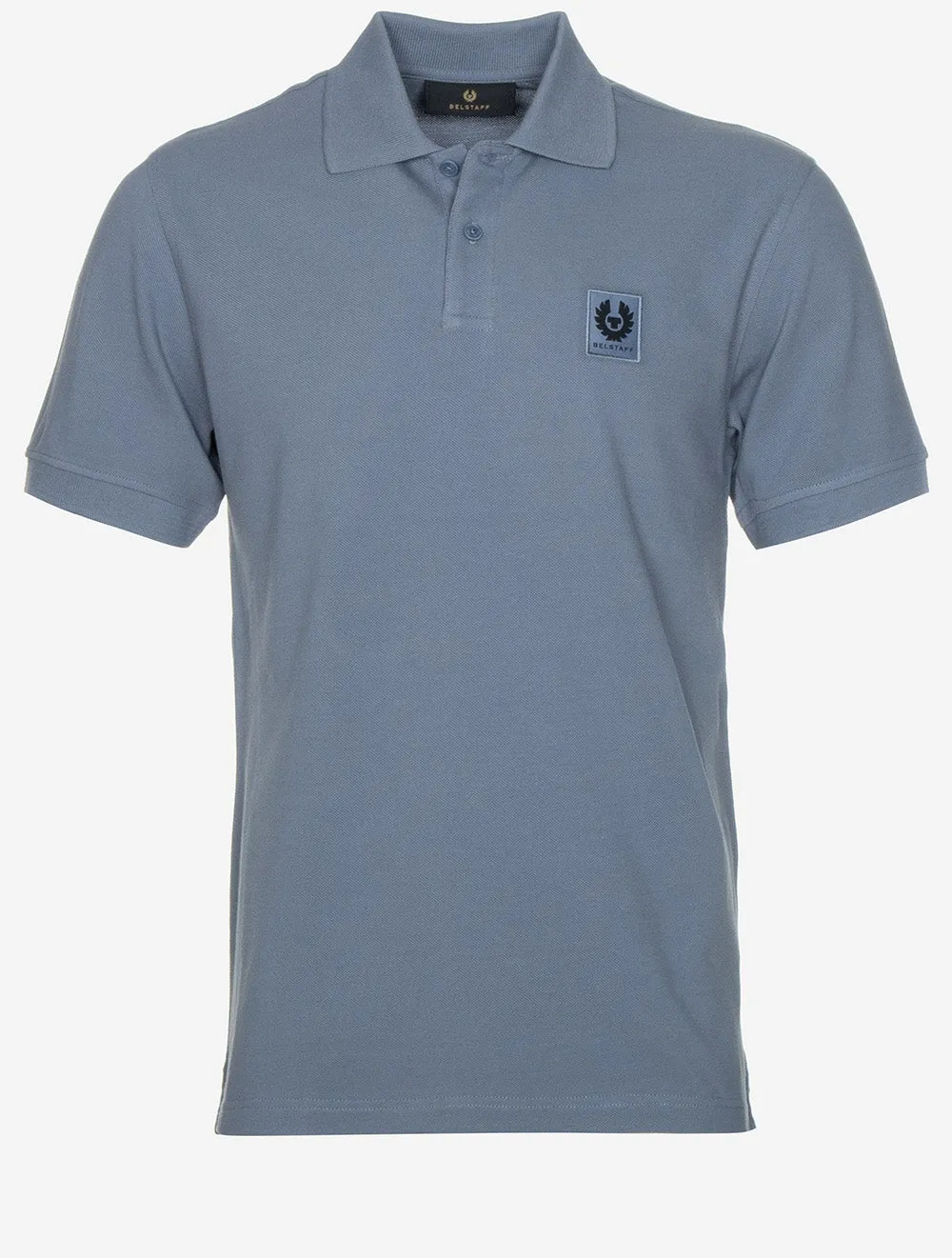 Cotton Short-Sleeved Polo Blue Flint