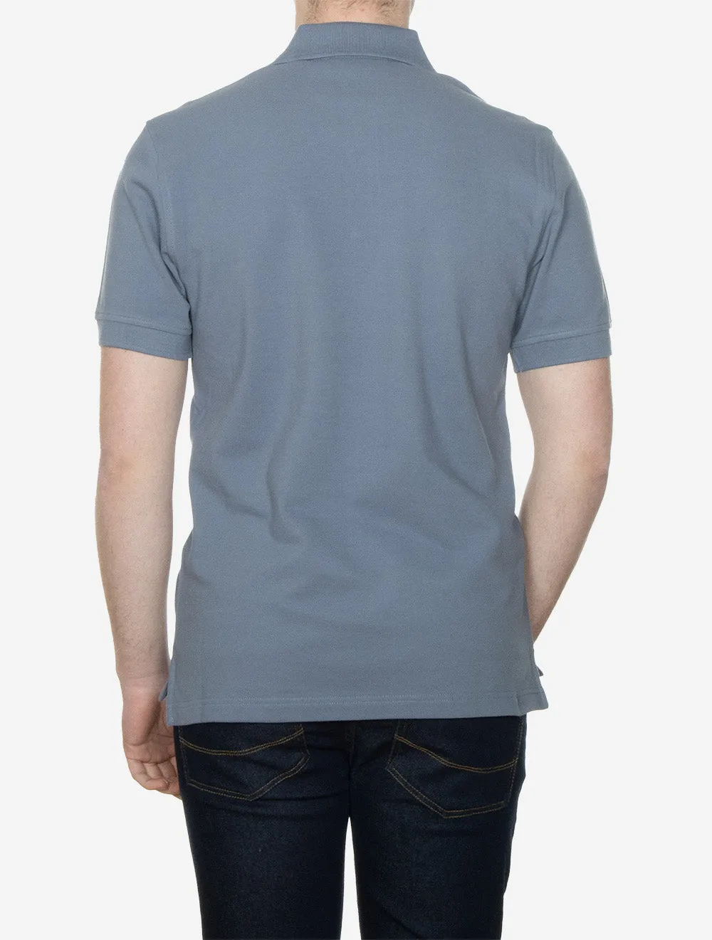 Cotton Short-Sleeved Polo Blue Flint