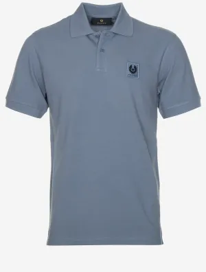 Cotton Short-Sleeved Polo Blue Flint