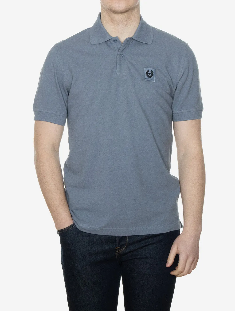 Cotton Short-Sleeved Polo Blue Flint
