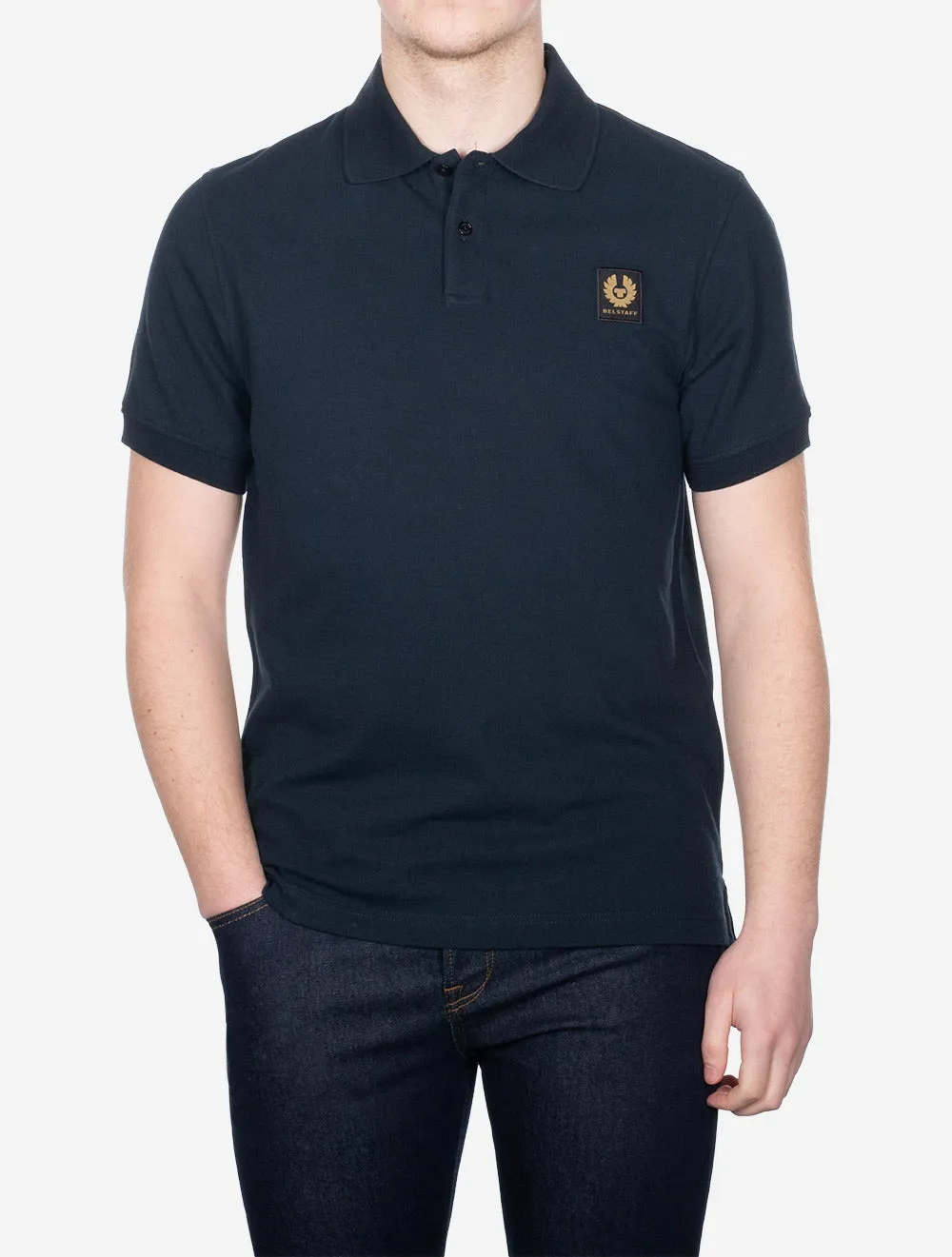 Cotton Short-Sleeved Polo Dark Ink