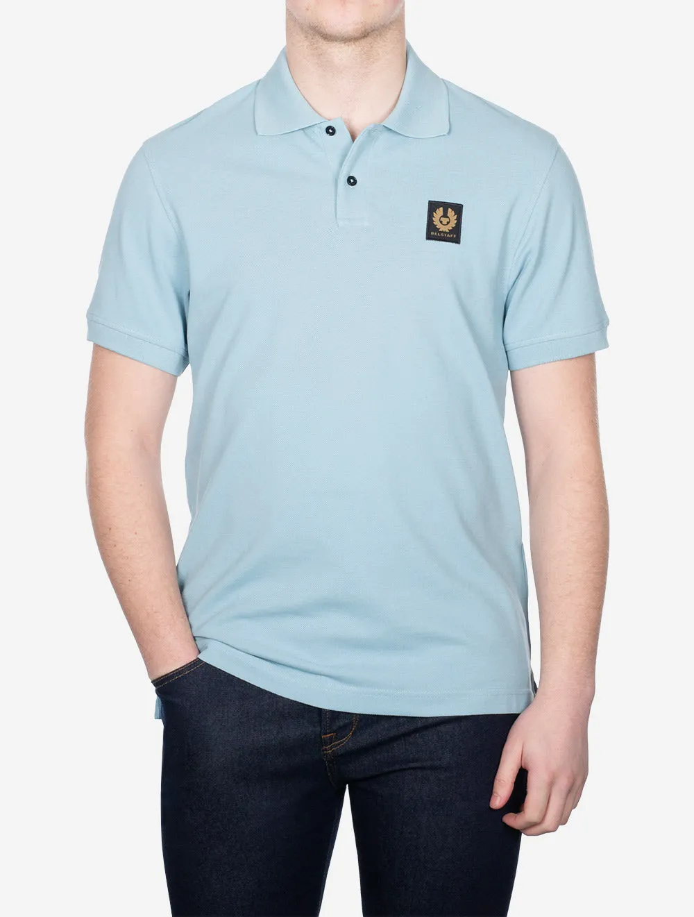 Cotton Short-Sleeved Polo Skyline Blue