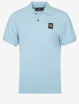 Cotton Short-Sleeved Polo Skyline Blue