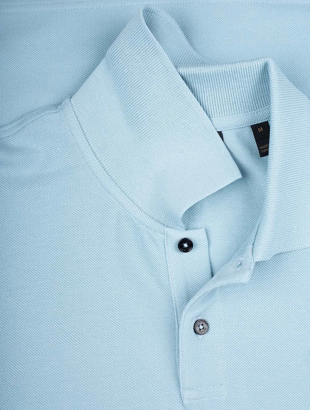Cotton Short-Sleeved Polo Skyline Blue