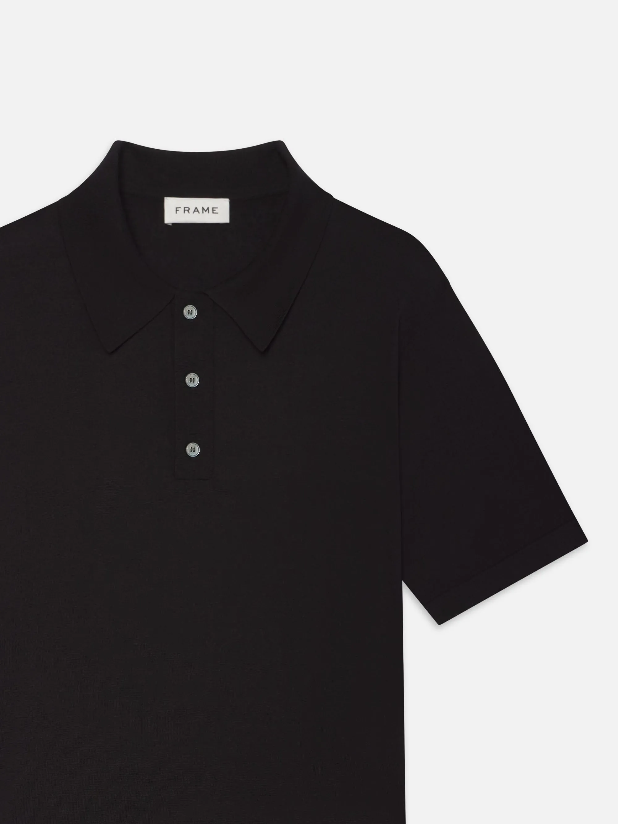 Cotton Silk Polo Sweater -- Black