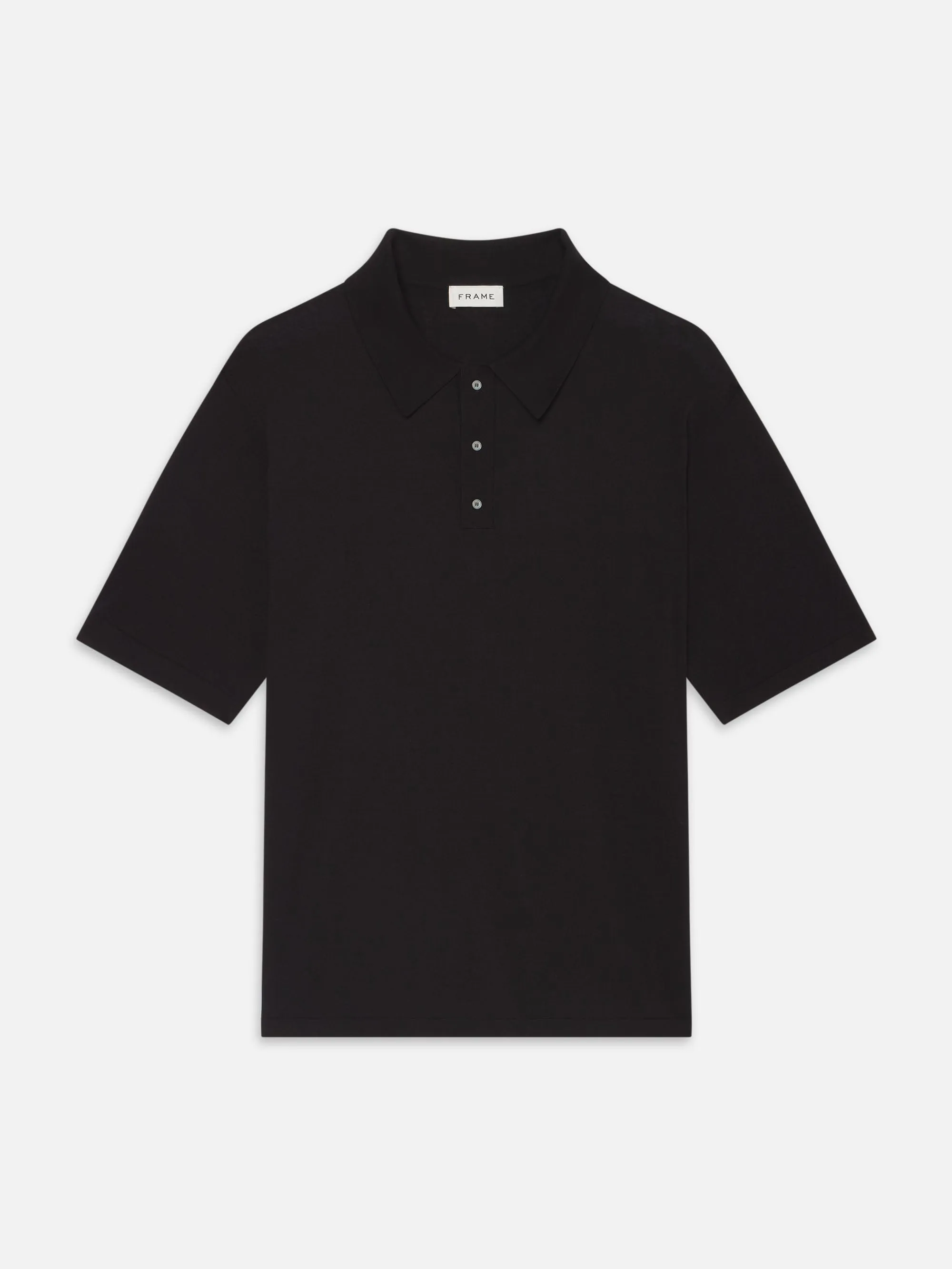 Cotton Silk Polo Sweater -- Black