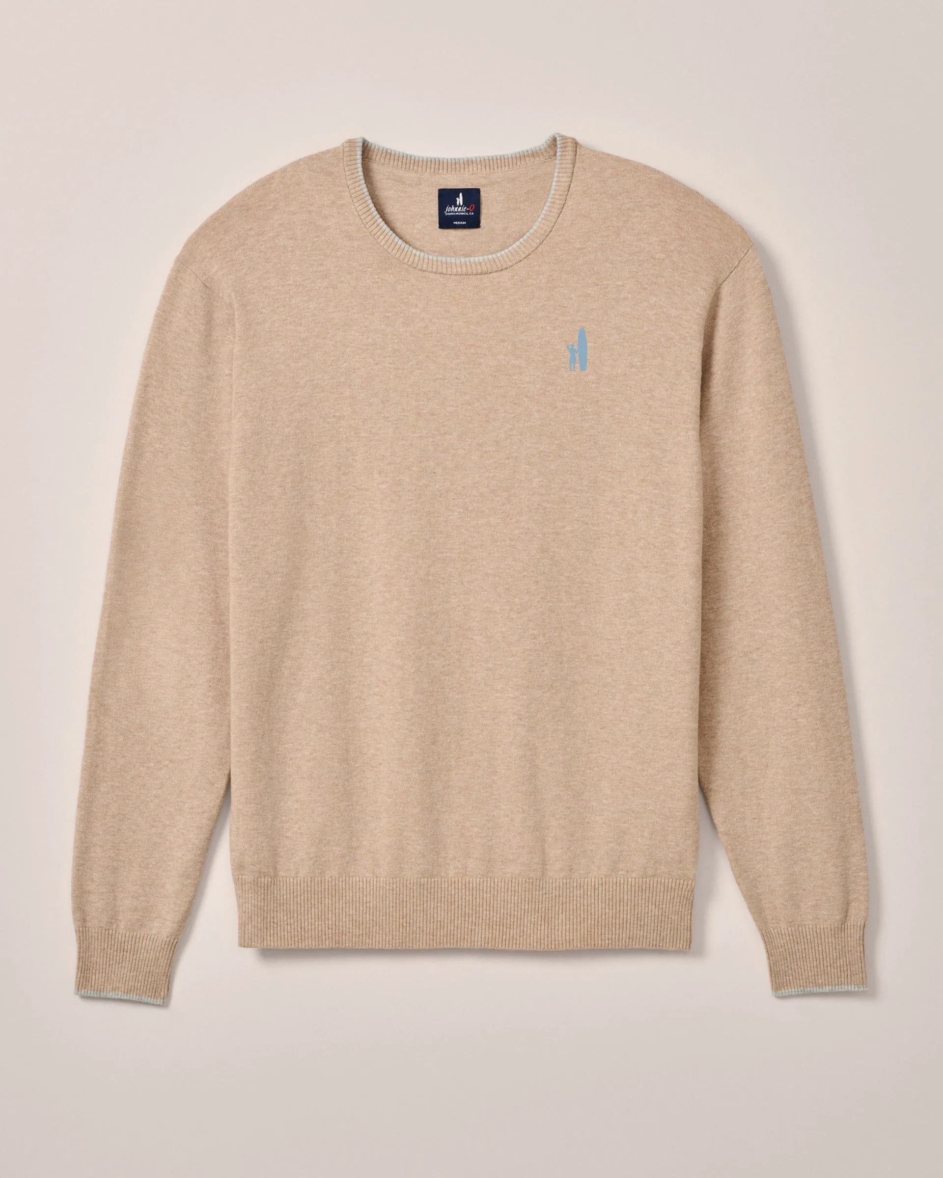 Custom Surfer Logo Wren Plaited Cotton Blend Crewneck Sweater