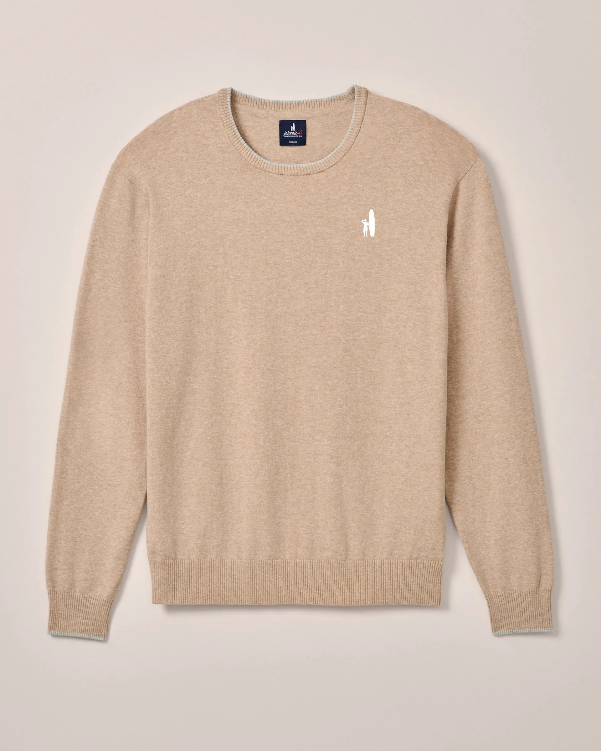 Custom Surfer Logo Wren Plaited Cotton Blend Crewneck Sweater