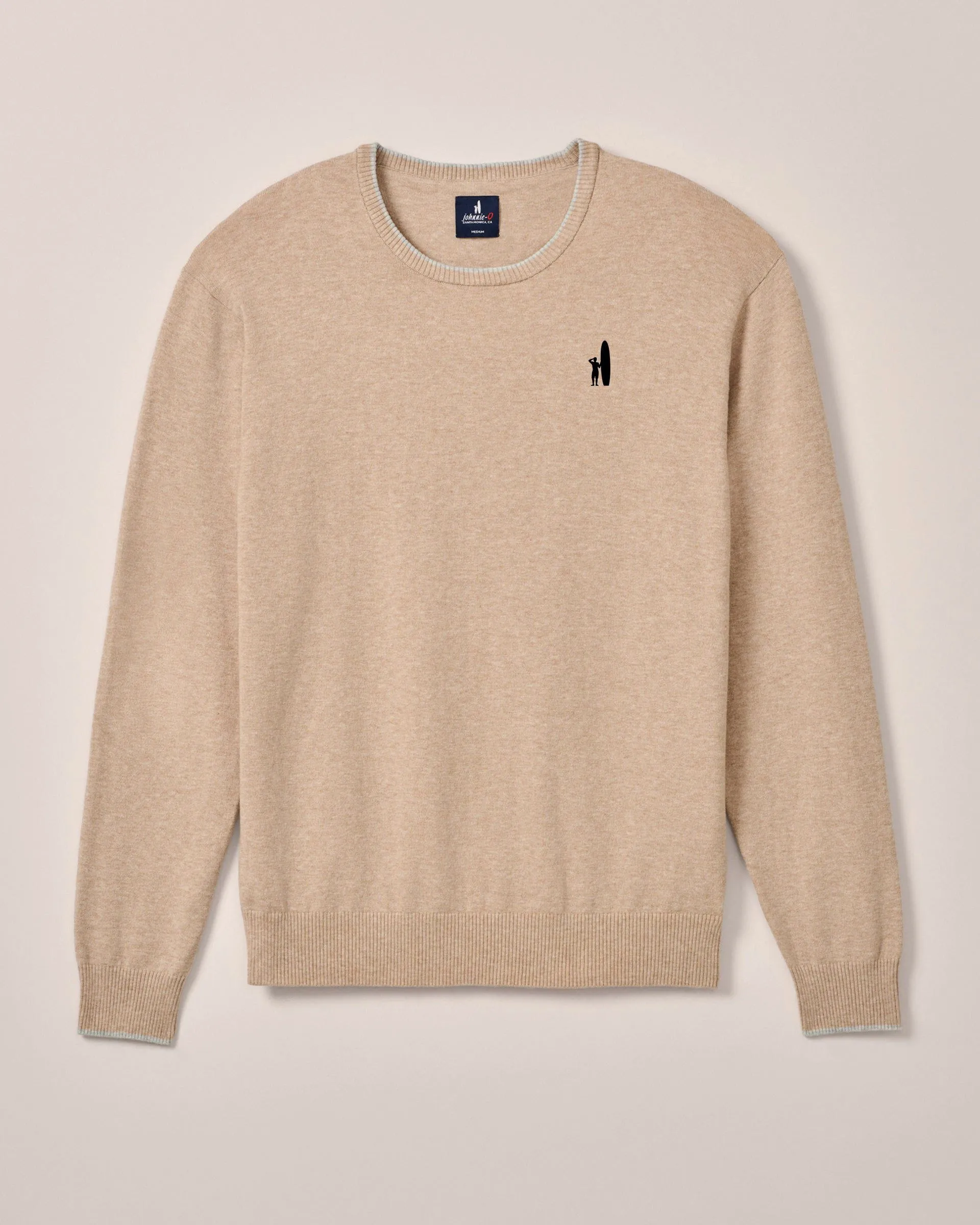 Custom Surfer Logo Wren Plaited Cotton Blend Crewneck Sweater