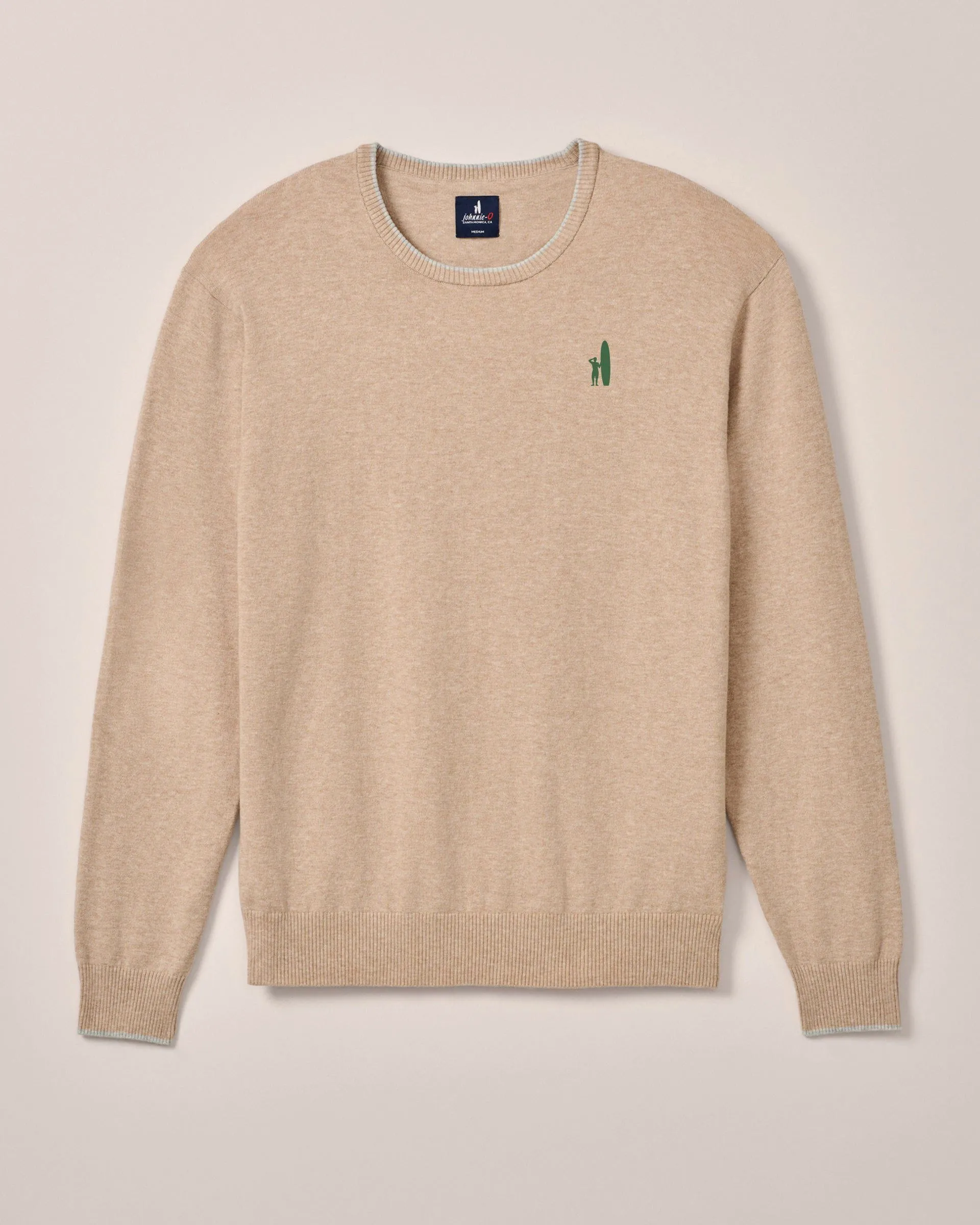 Custom Surfer Logo Wren Plaited Cotton Blend Crewneck Sweater