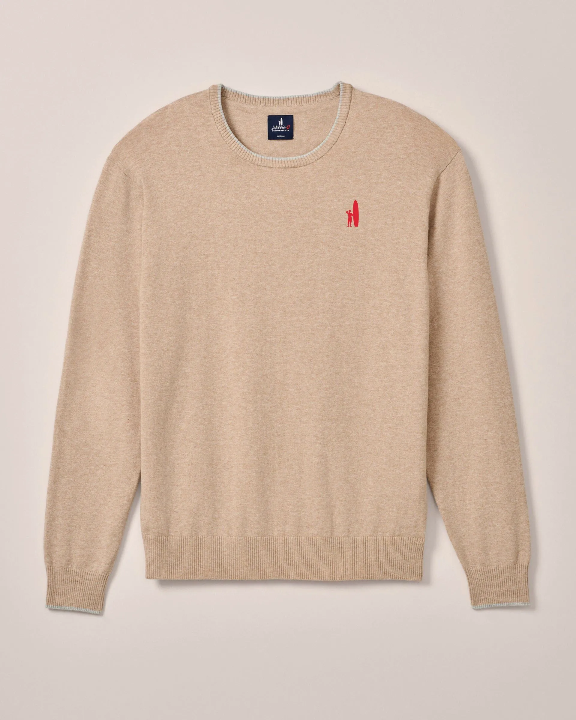 Custom Surfer Logo Wren Plaited Cotton Blend Crewneck Sweater