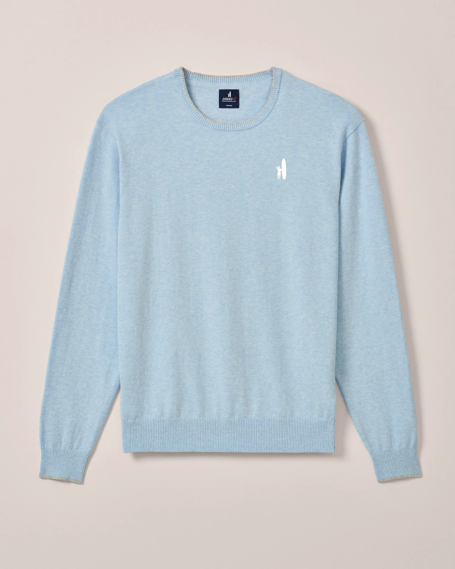 Custom Surfer Logo Wren Plaited Cotton Blend Crewneck Sweater