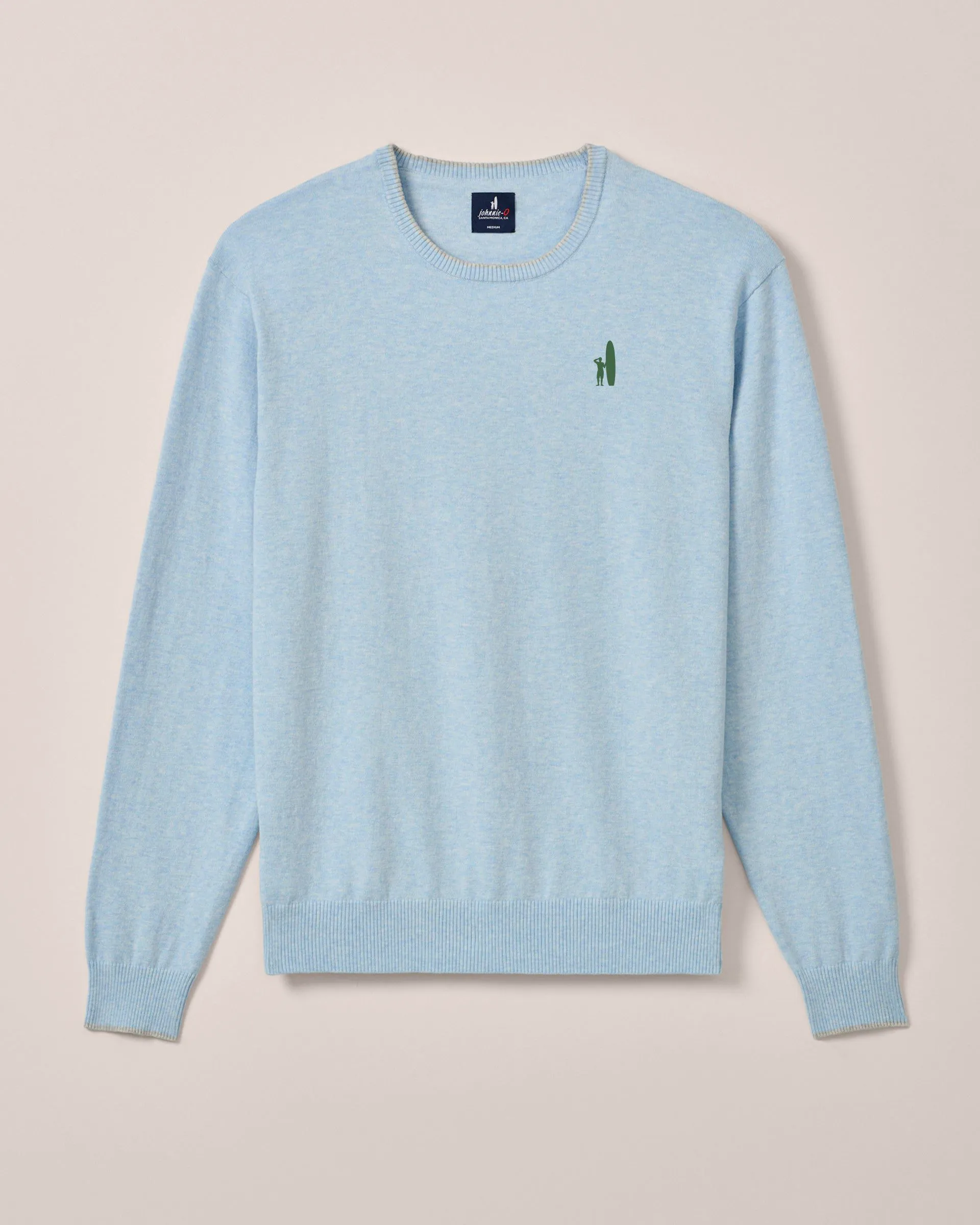 Custom Surfer Logo Wren Plaited Cotton Blend Crewneck Sweater