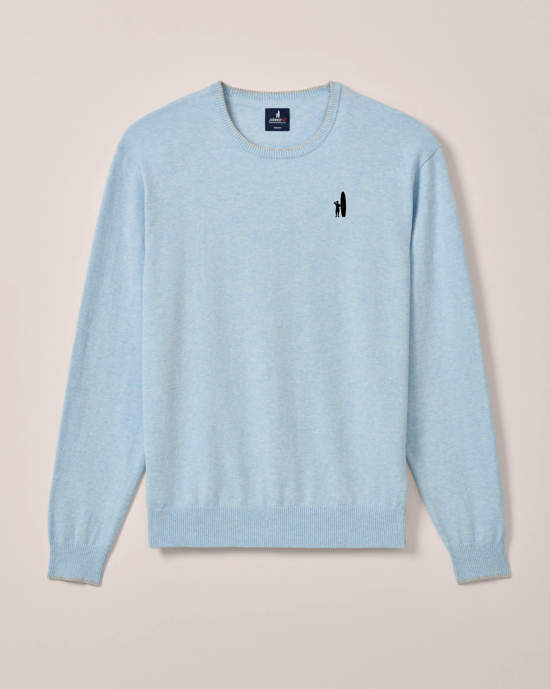 Custom Surfer Logo Wren Plaited Cotton Blend Crewneck Sweater