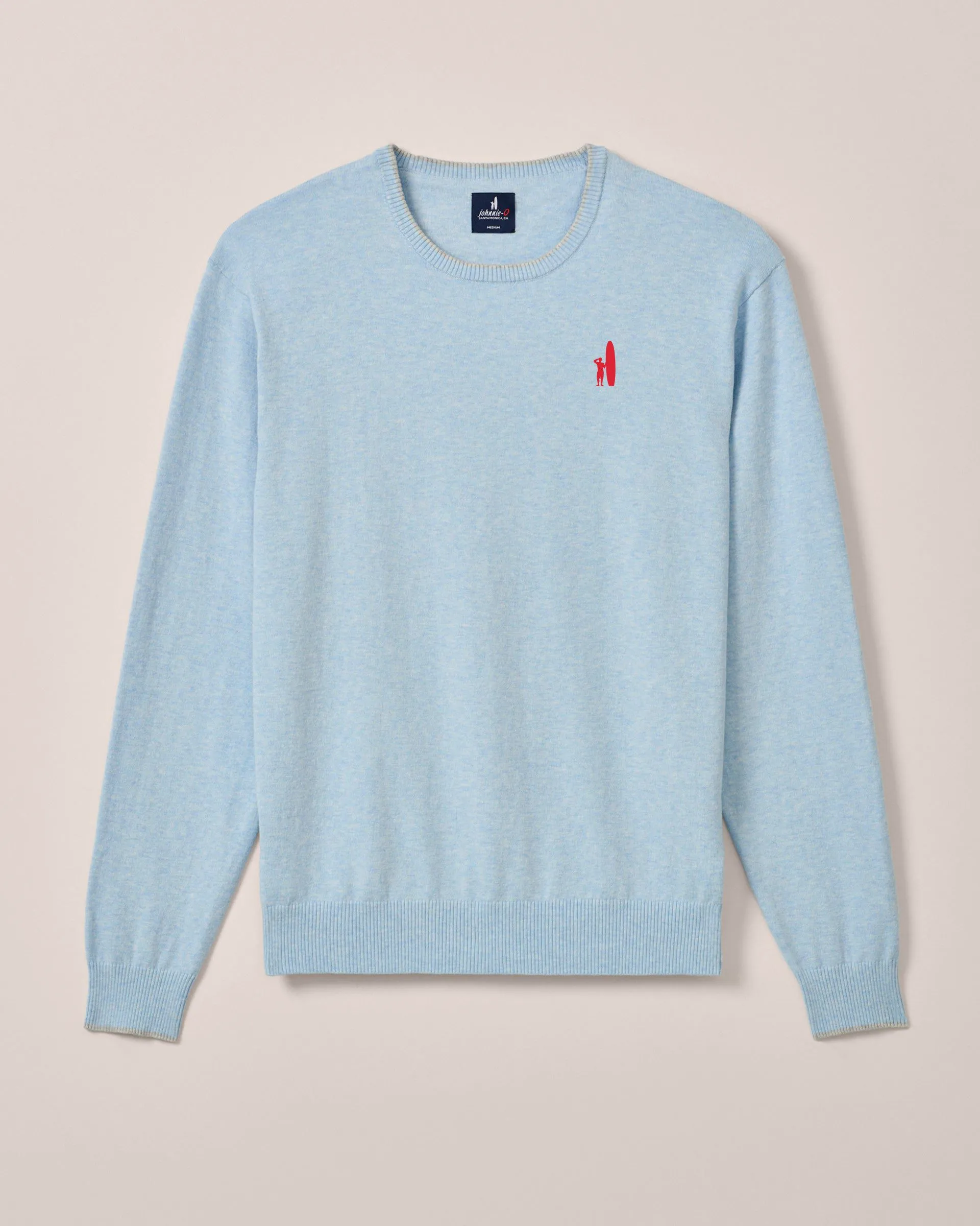 Custom Surfer Logo Wren Plaited Cotton Blend Crewneck Sweater