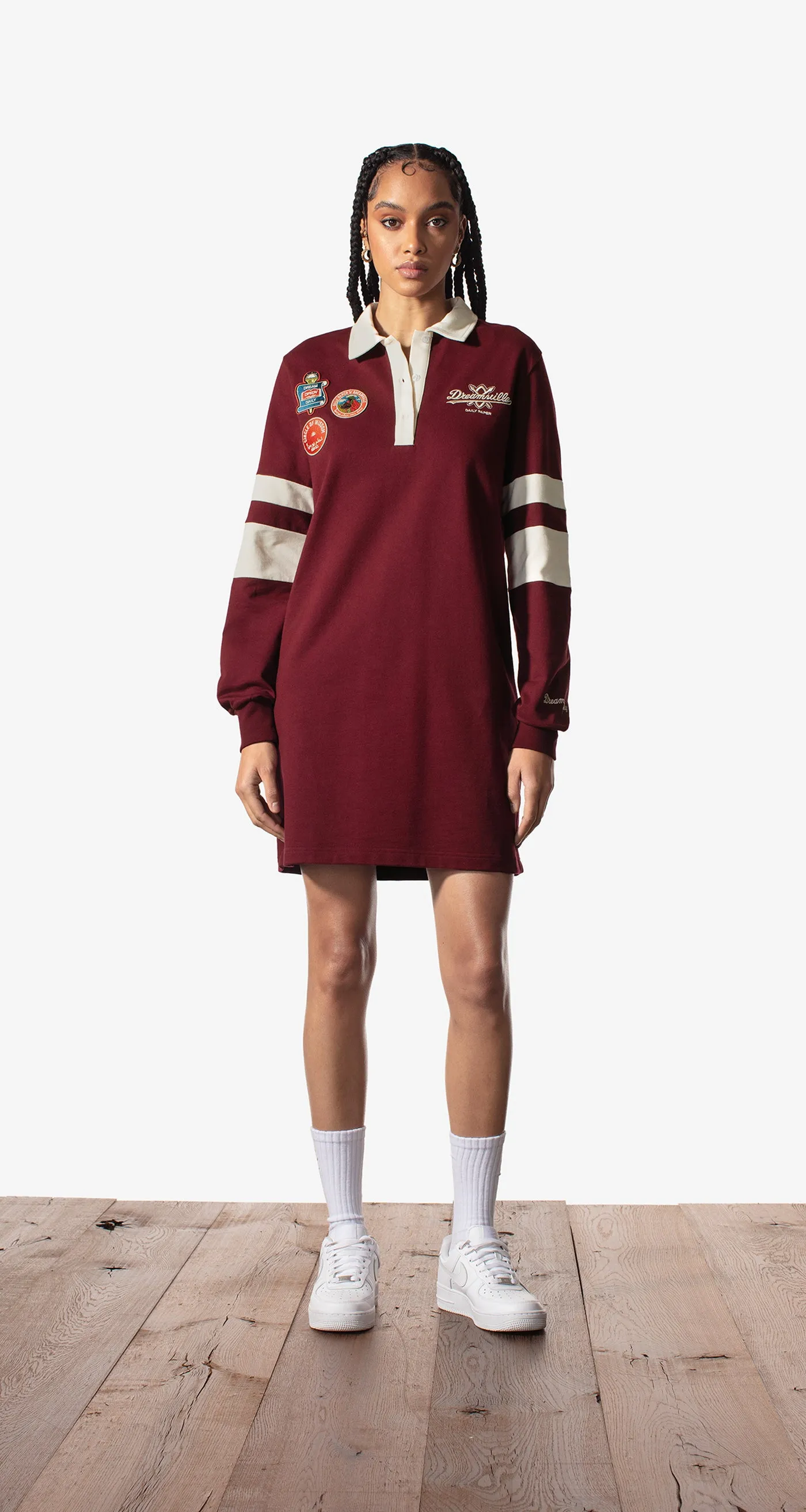 Daily Paper x Dreamville Bordeaux Cream Polo Dress