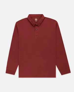 DARK RED SOLID LONG SLEEVE POLO SHIRT