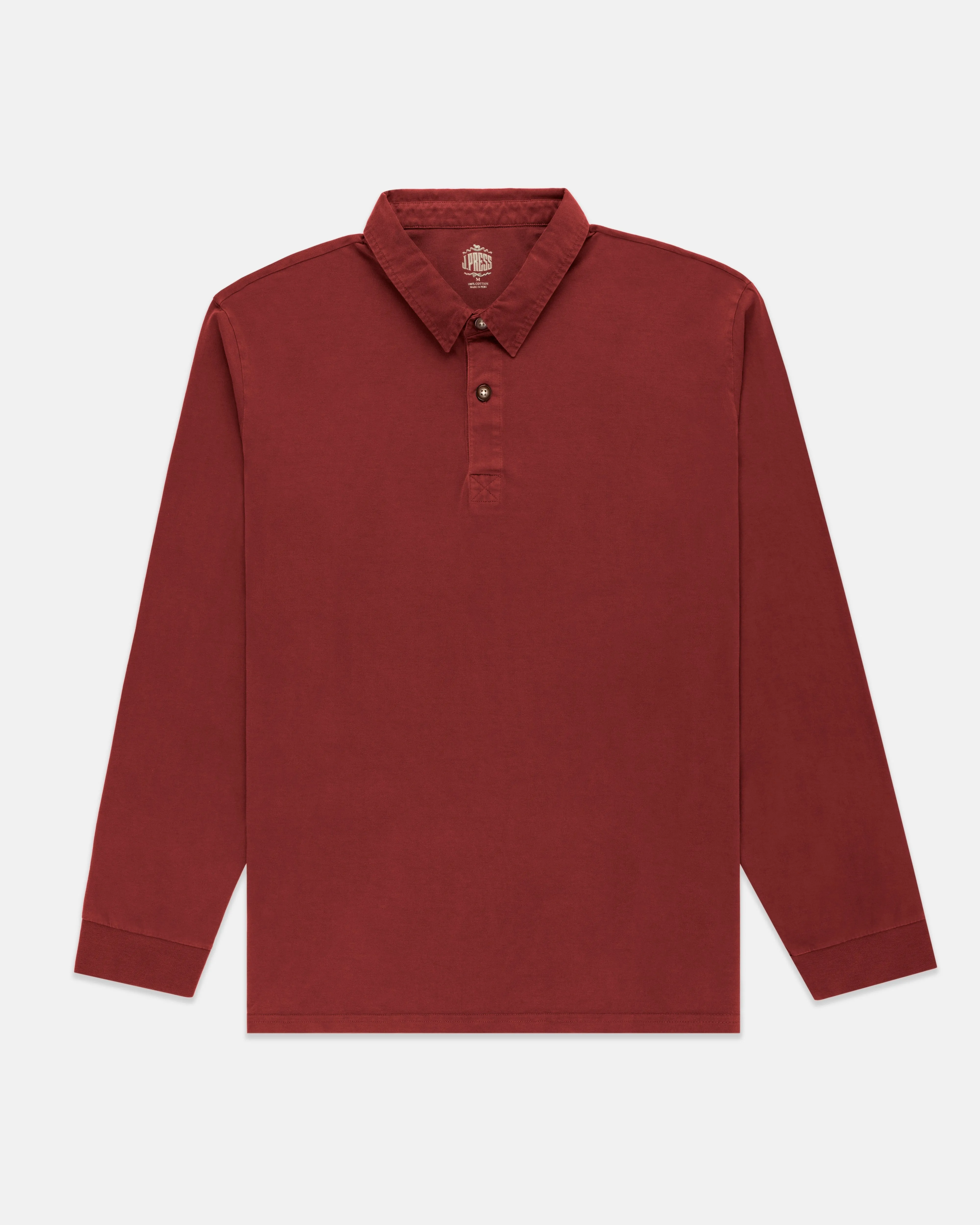 DARK RED SOLID LONG SLEEVE POLO SHIRT