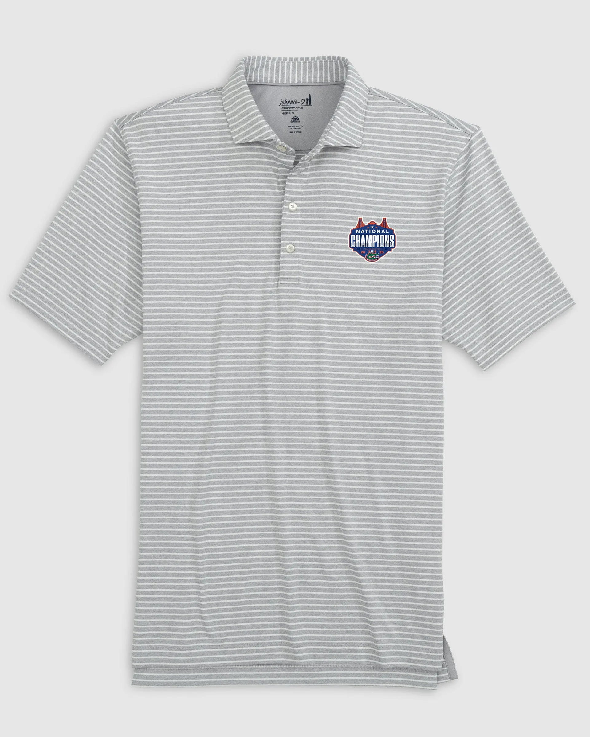 Florida Clipperr Striped Jersey Performance Polo - 2025 Men's College Basketball Champions Logo