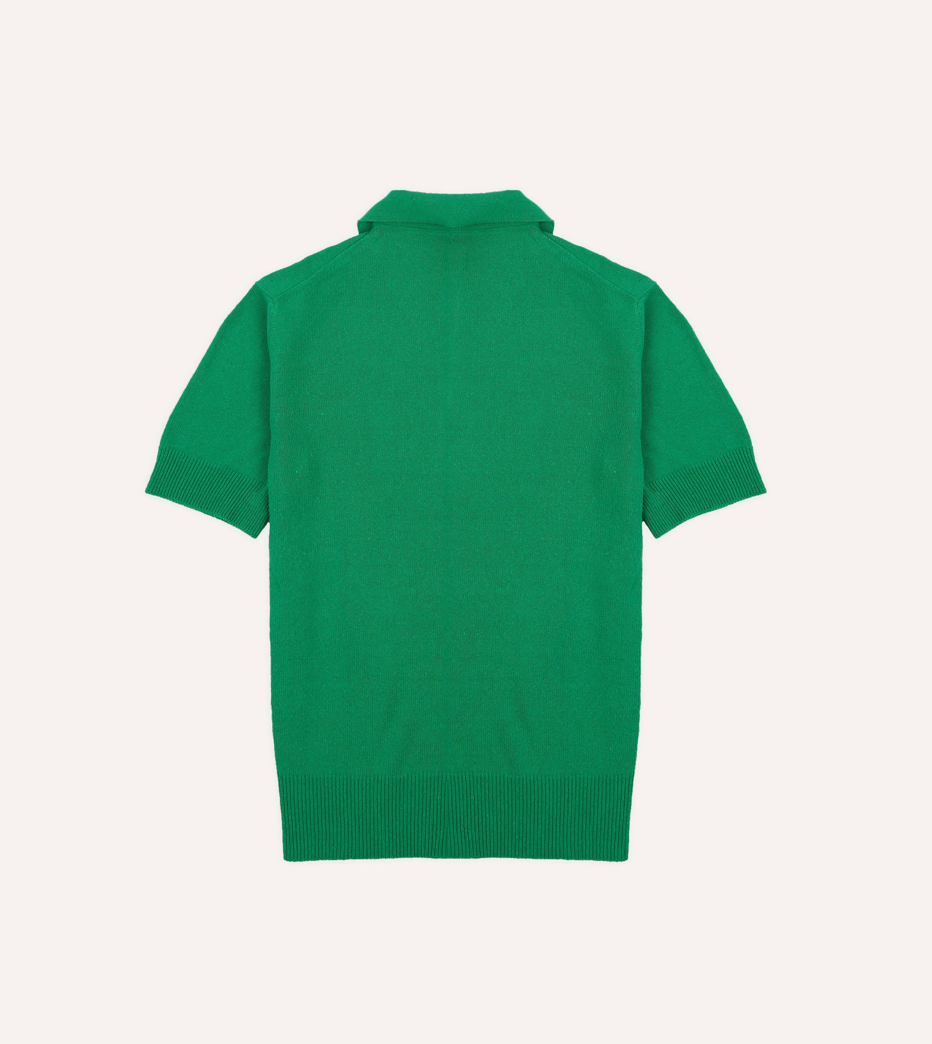 Green Knitted Silk Short-Sleeve Polo Shirt