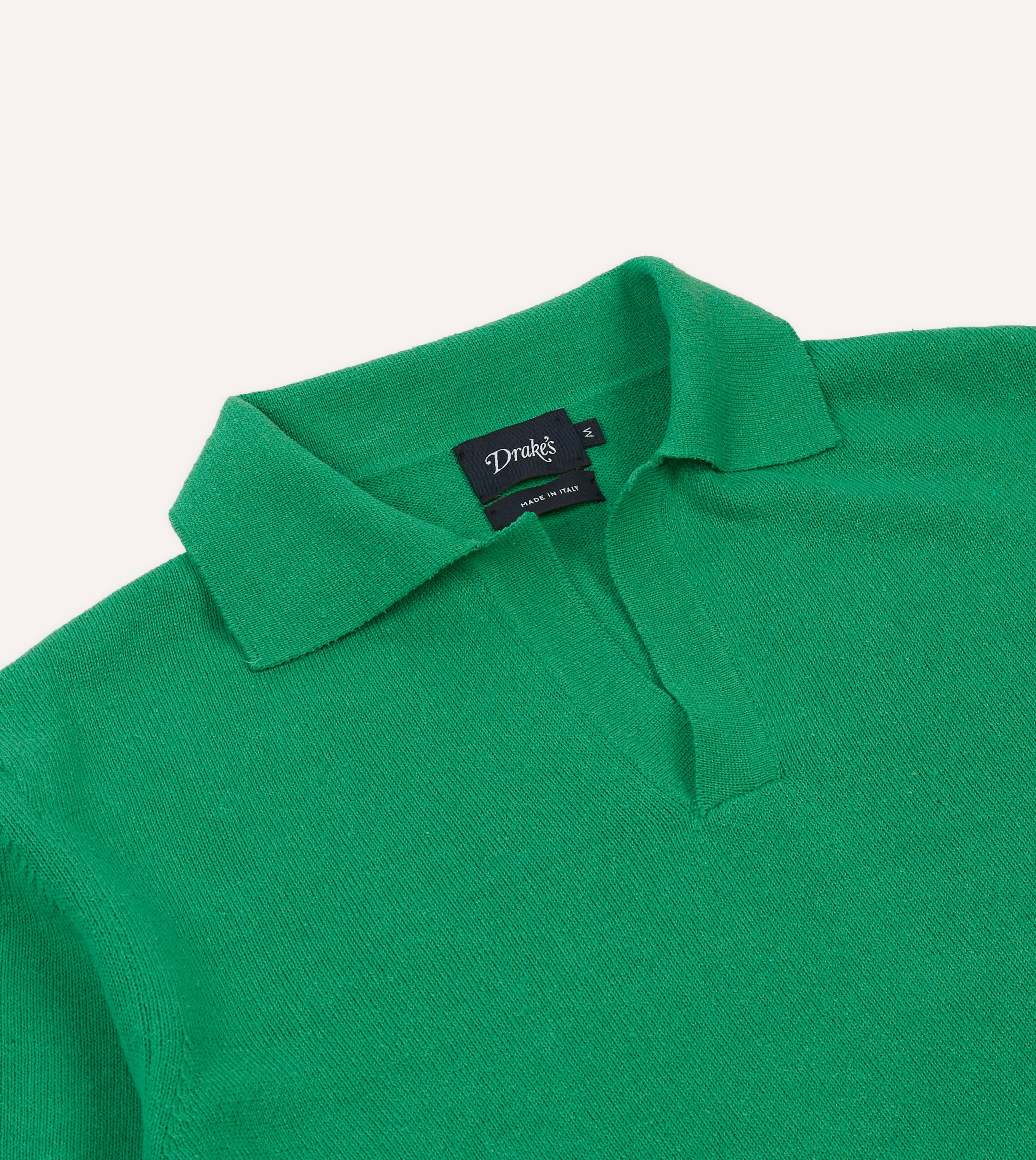 Green Knitted Silk Short-Sleeve Polo Shirt