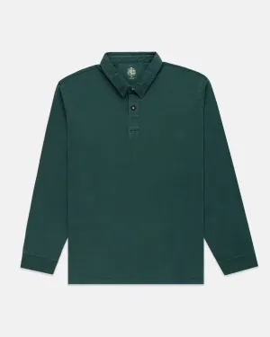 GREEN SOLID LONG SLEEVE POLO SHIRT