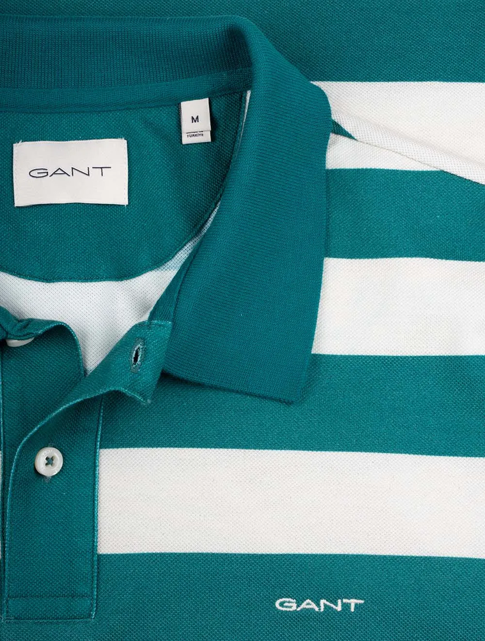Heavy Washed Striped Polo Ocean Turquosie