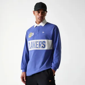 LA Lakers NBA Rugby Dark Blue Long Sleeve Polo