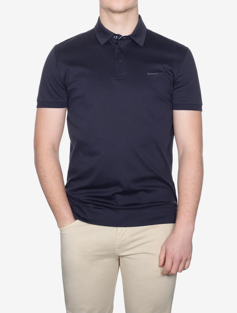 Mercerized Cotton Short Sleeve Polo Evening Blue