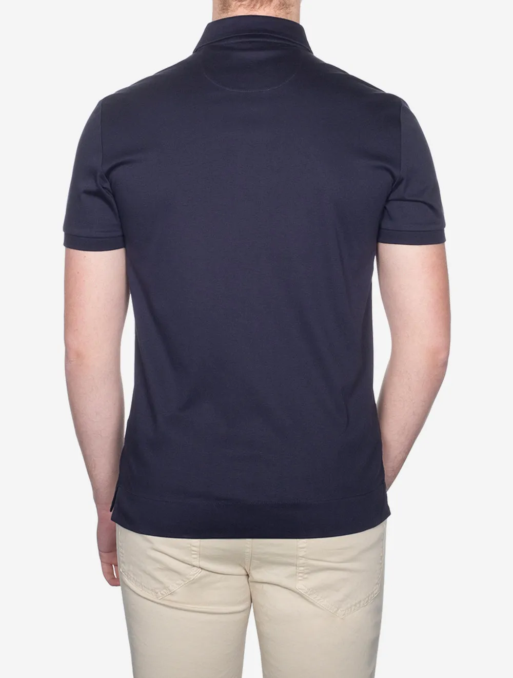 Mercerized Cotton Short Sleeve Polo Evening Blue