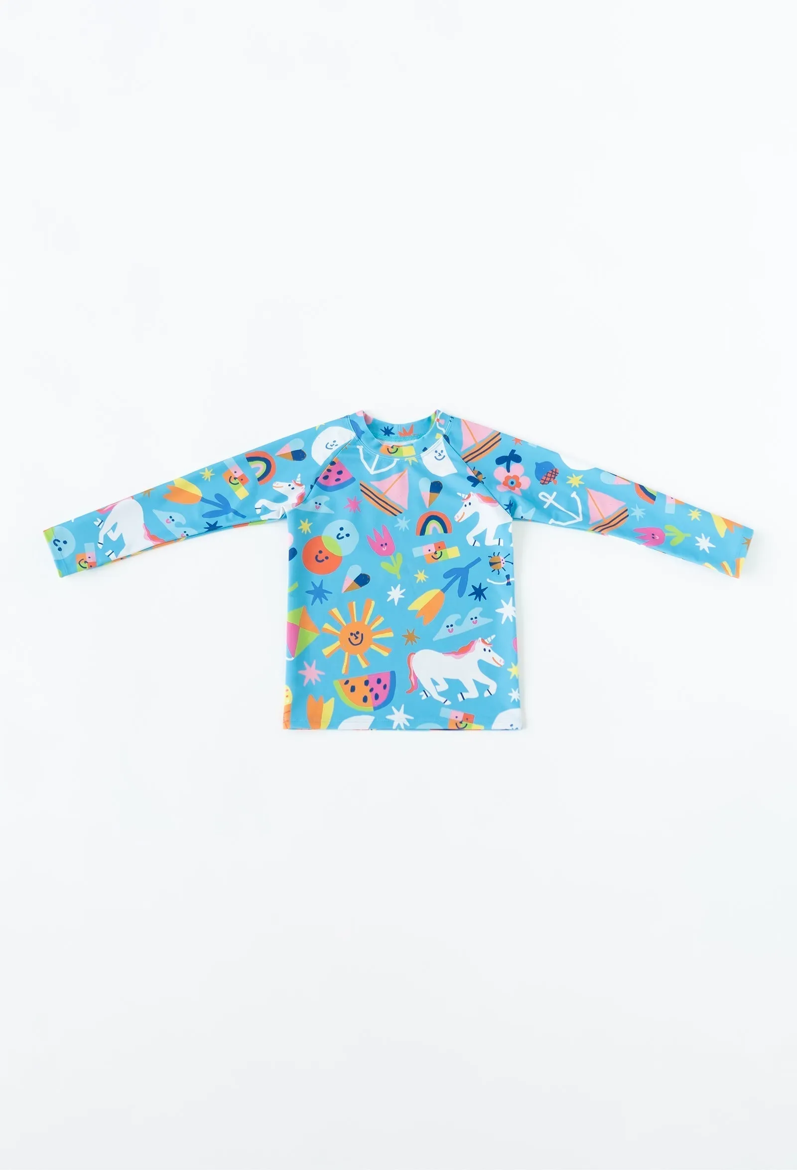 Mini Blake - Kids Long Sleeve Rash Guard - Rainbows & Unicorns | Rainbows & Unicorns