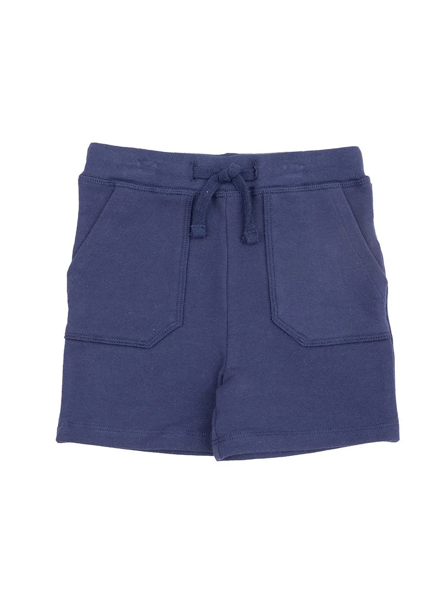 Muslin Polo & French Terry Short Set - Navy Gingham