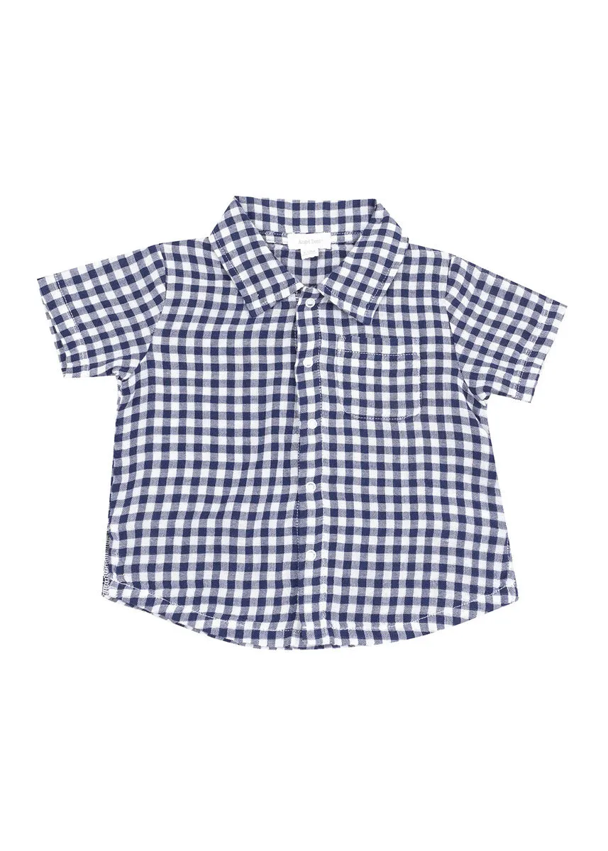 Muslin Polo & French Terry Short Set - Navy Gingham